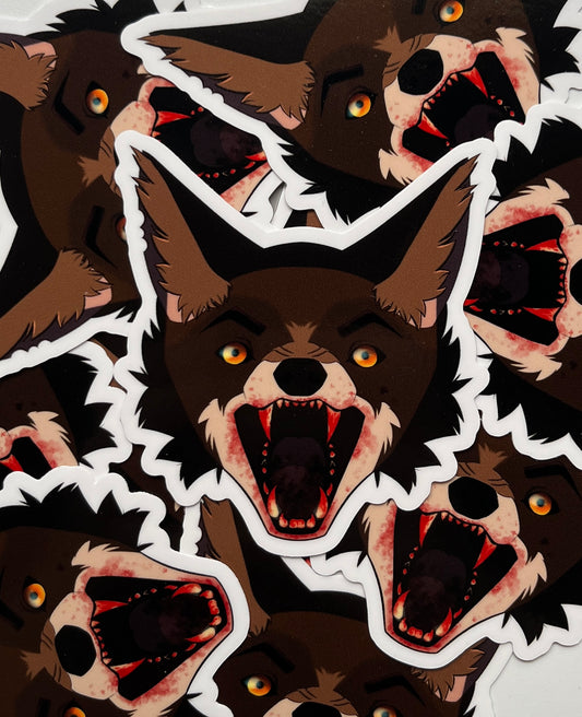 'Bite Back' Red Wolf Sticker