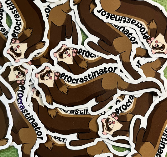 Procrastinator Ferret Sticker
