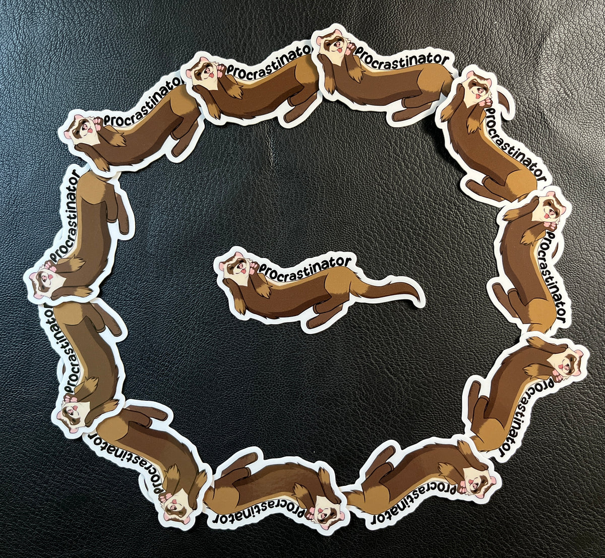 Procrastinator Ferret Sticker
